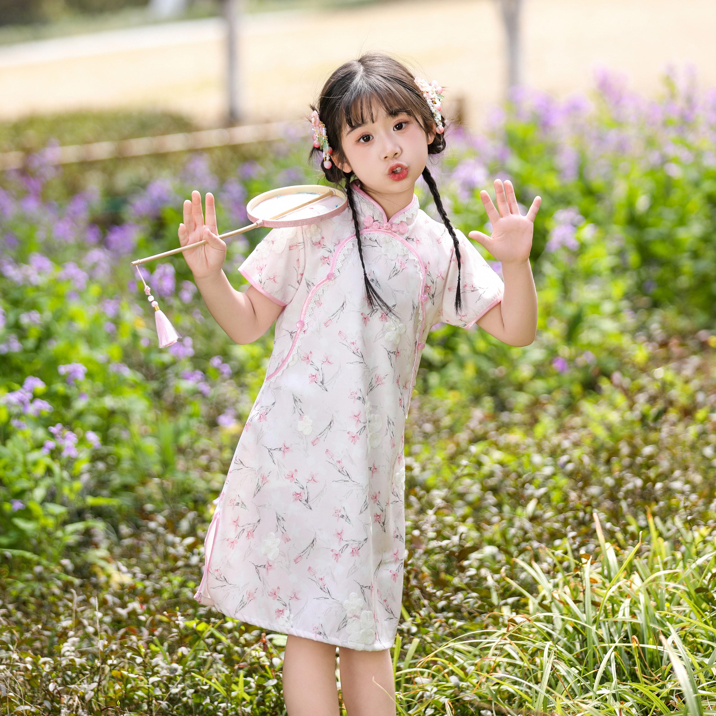 女童旗袍连衣裙夏季改良儿童古典中国风高级唐装汉服古筝演出服装