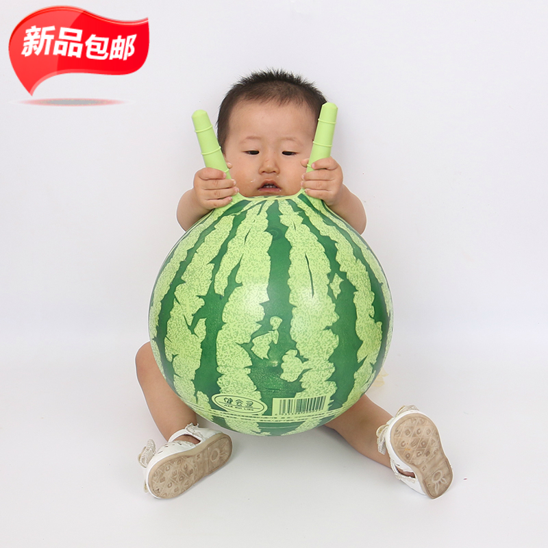 幼儿加厚球类玩具西瓜球羊角球手柄球小皮球幼儿园拍拍充气球足球