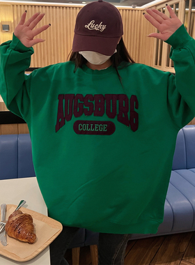 JL SUNFLOWER欧洲站春季大码中长款字母刺绣卫衣宽松bf风外套女装