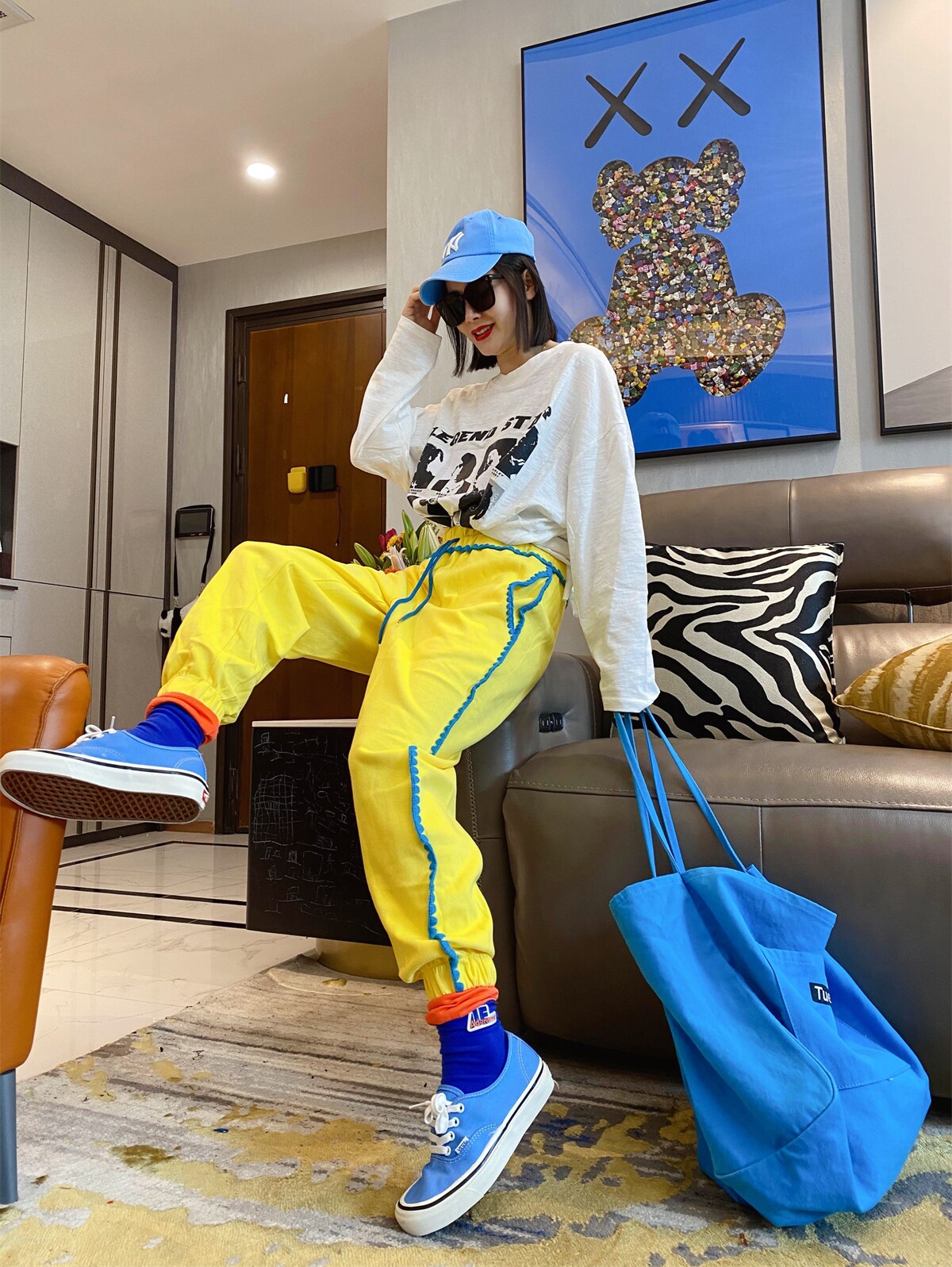 欧货炸街宽松休闲卫裤女2022春款大码显瘦百搭设计感长裤子哈伦裤图片