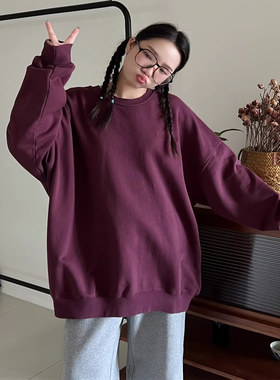 JL SUNFLOWER秋冬韩版慵懒风加厚外套潮女装大码宽松刺绣字母卫衣