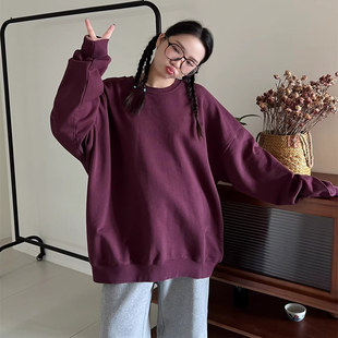 JL SUNFLOWER秋冬韩版慵懒风加厚外套潮女装大码宽松刺绣字母卫衣