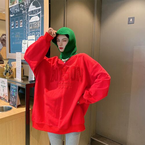 JL SUNFLOWER冬季宽松休闲刺绣圆领卫衣女小众设计感显瘦加厚上衣