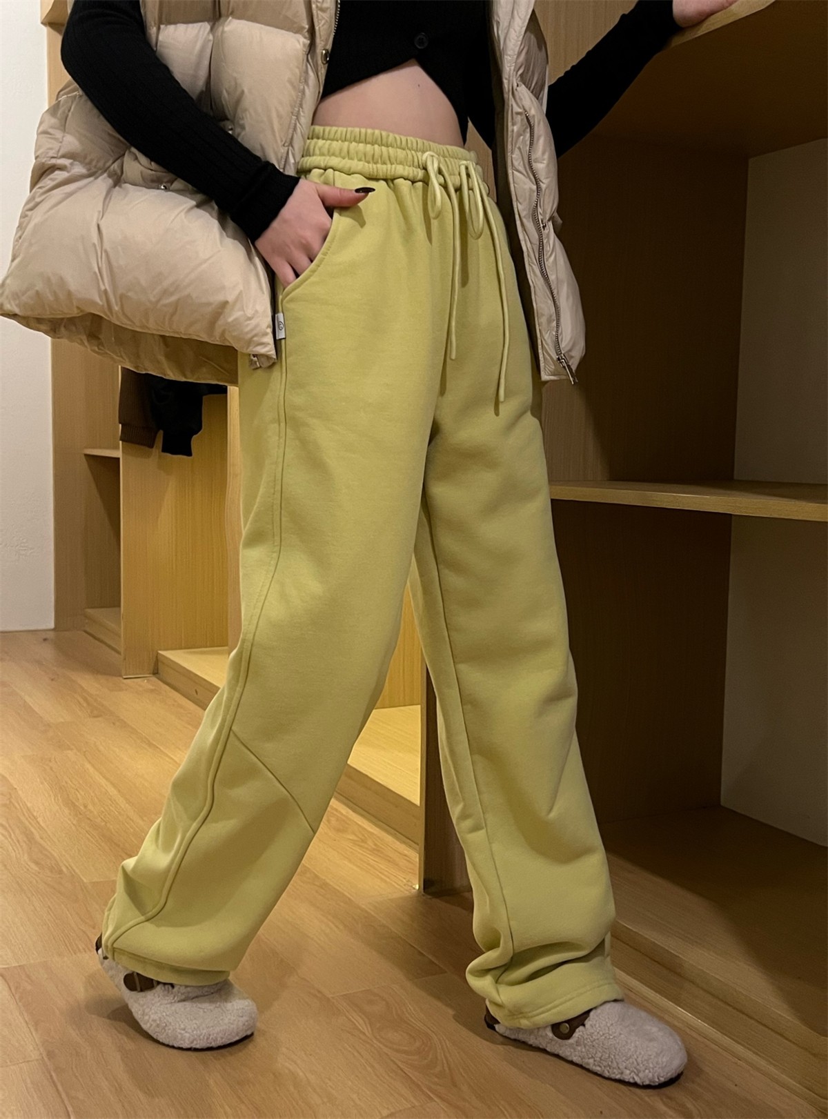 宽松运动休闲裤女加绒束脚卫裤子
