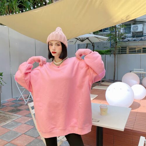 加厚纯棉亮片刺绣冬季大码卫衣女
