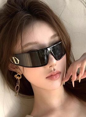 时髦未来感发箍墨镜女款2025高级感显脸小防晒太阳镜网红防紫外线