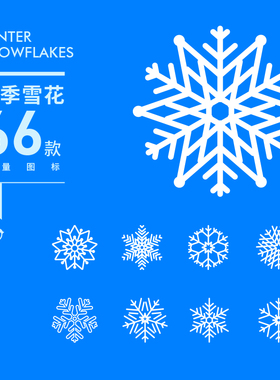 各种白色冬季几何圣诞雪花装饰icon图标图案AI矢量设计素材SL025