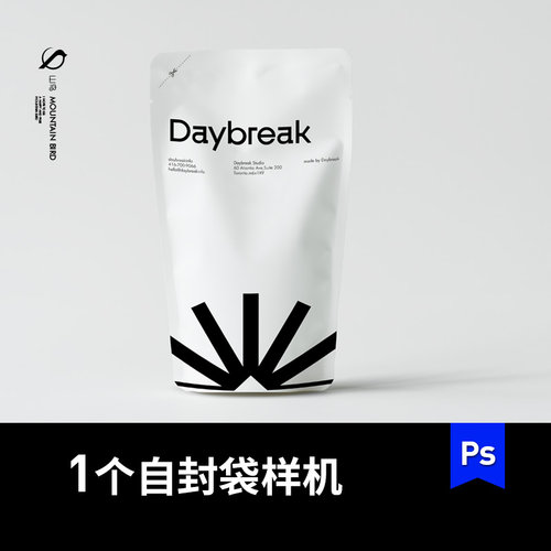 食品零食自立式自封袋外包装PS样机VI智能贴图展示效果图素材