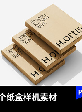 服装环保扁平瓦楞电商快递包装纸盒mockup样机VI提案贴图PSD素材