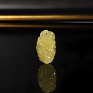 天然碧玺雕刻件吊坠柠檬黄如意扣24.6×14×5.5mm