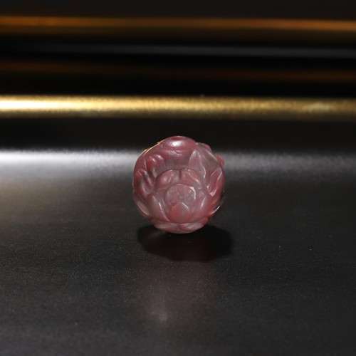 原矿天然盐源玛瑙雕刻俏色金鱼荷花珠散珠diy配饰顶珠13mm05