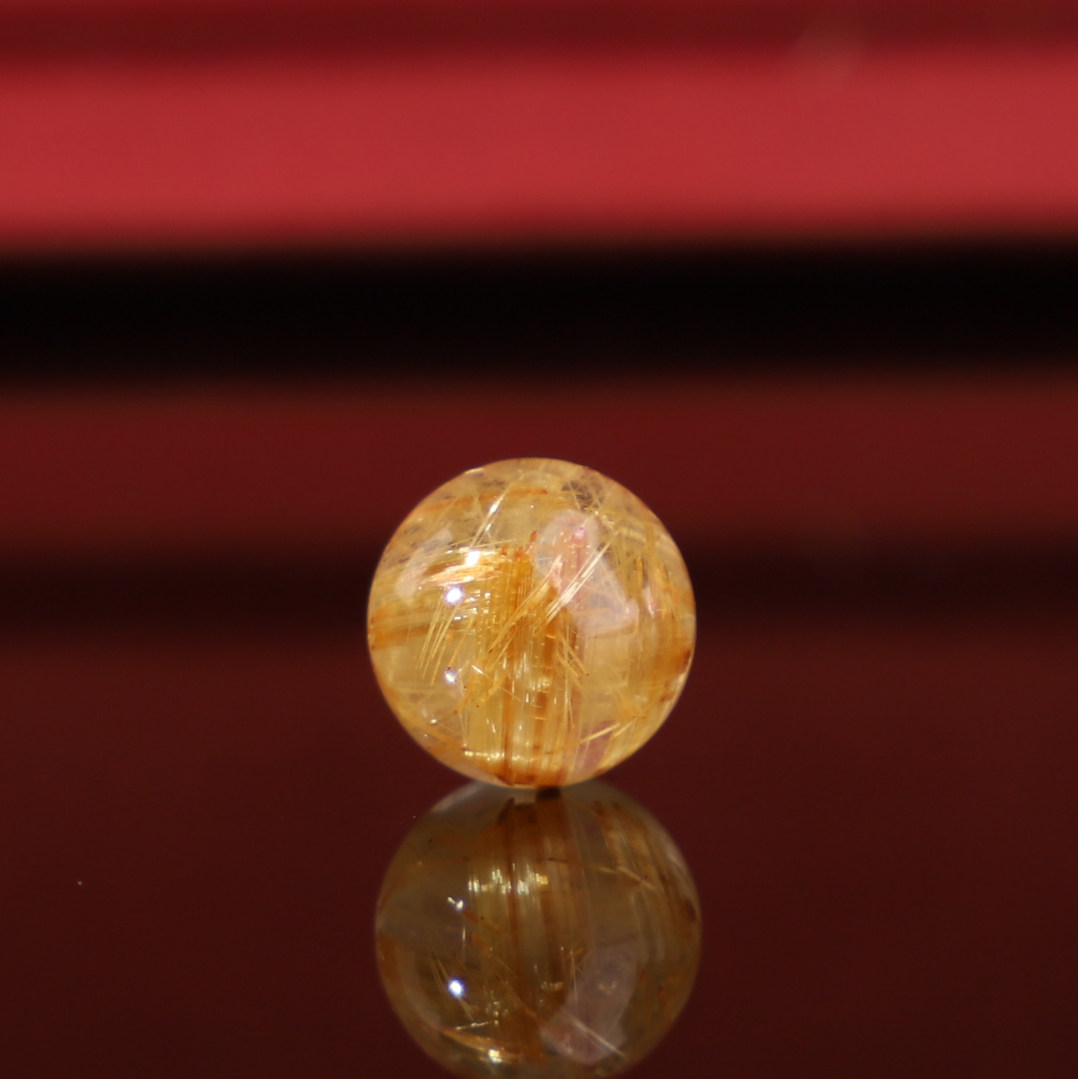 多宝家!正品天然老料金发晶圆珠散珠钛晶单颗精品顺发晶3号9.4mm