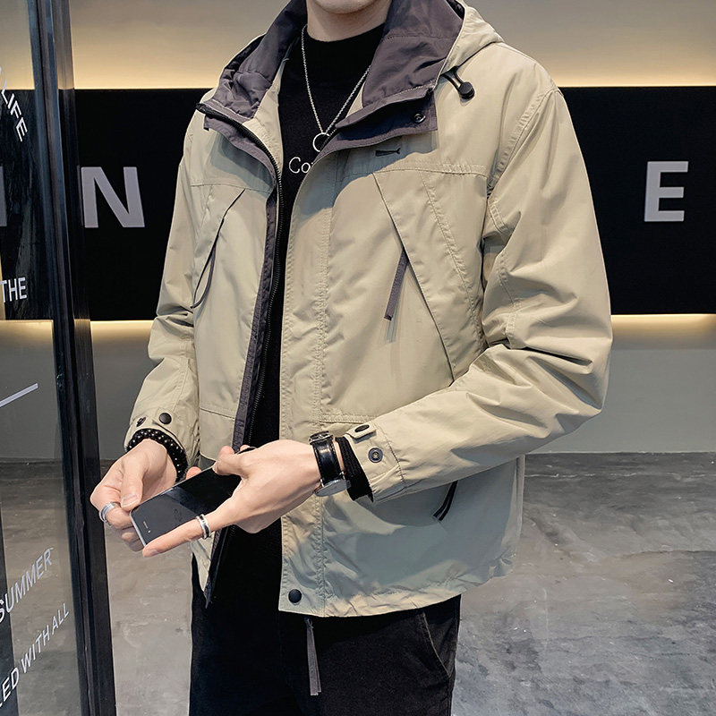 100%聚酯纤维 秋装新款连帽工装夹克男秋季外套潮JK8810-P90控118图片