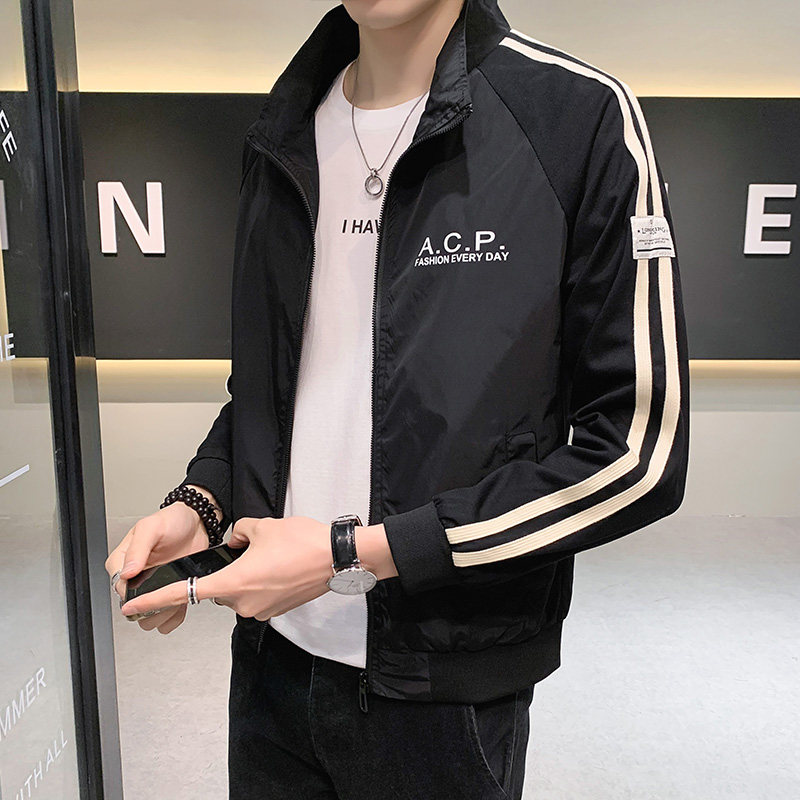 100%聚酯纤维 2021秋装新款立领夹克男休闲外套潮 JK8859-P75控98图片