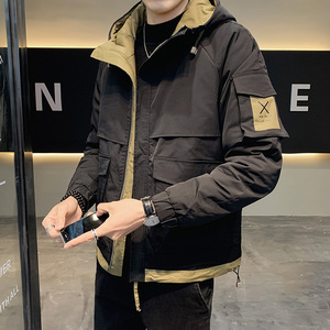 100%聚酯纤维 2021秋装新款男士连帽夹克工装外套 JK8809-P75控98图片