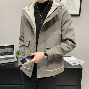 100%聚酯纤维 2021秋装新款短款连帽夹克男外套潮M1001-P75控118图片