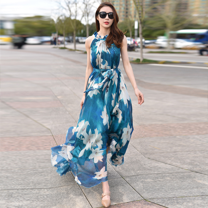 超长款超仙印花沙滩裙女夏海边度假雪纺大码显瘦吊带长裙连衣裙,女装/女士精品,连衣裙,淘宝优惠券,粉丝福利购,淘宝优惠卷