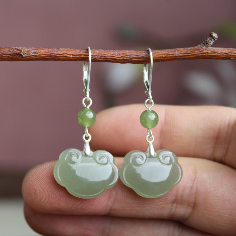 S925银天然和田玉晴水如意古典玉石古风气质新款雕刻大耳圈811401,珠宝/钻石/翡翠,耳饰,淘宝优惠券,粉丝福利购,淘宝优惠卷