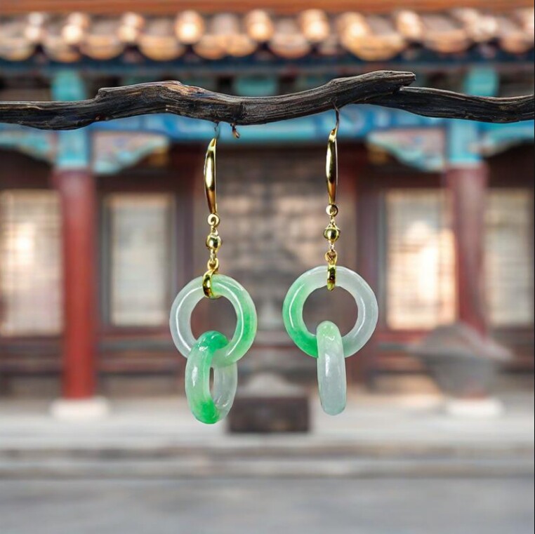 缅甸翡翠平安扣耳环高品质精品