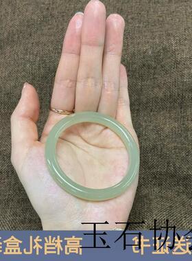 新疆精选和田玉手镯小细圆条青白玉晴水绿美人叮当镯少女款送礼品