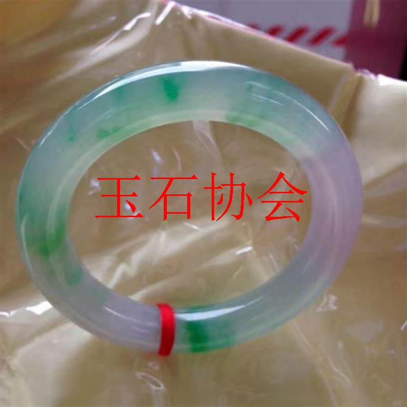 缅甸冰种翡翠色手镯冰透飘阳绿浅紫色玉镯小清新圆条时尚百搭女镯