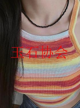 黑玛瑙圆珠链天然玉髓锁骨链