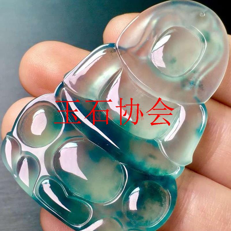 缅甸冰种阳绿色飘花翡翠色观世音吊坠男女款玉石高端菩萨挂件玉坠
