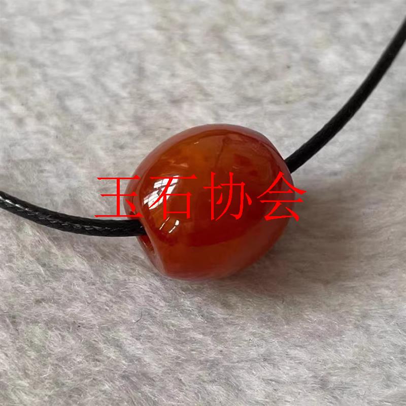 缅甸翡翠色老坑糯冰种红翡路路通项链男女柿子红色转运珠配珠吊坠