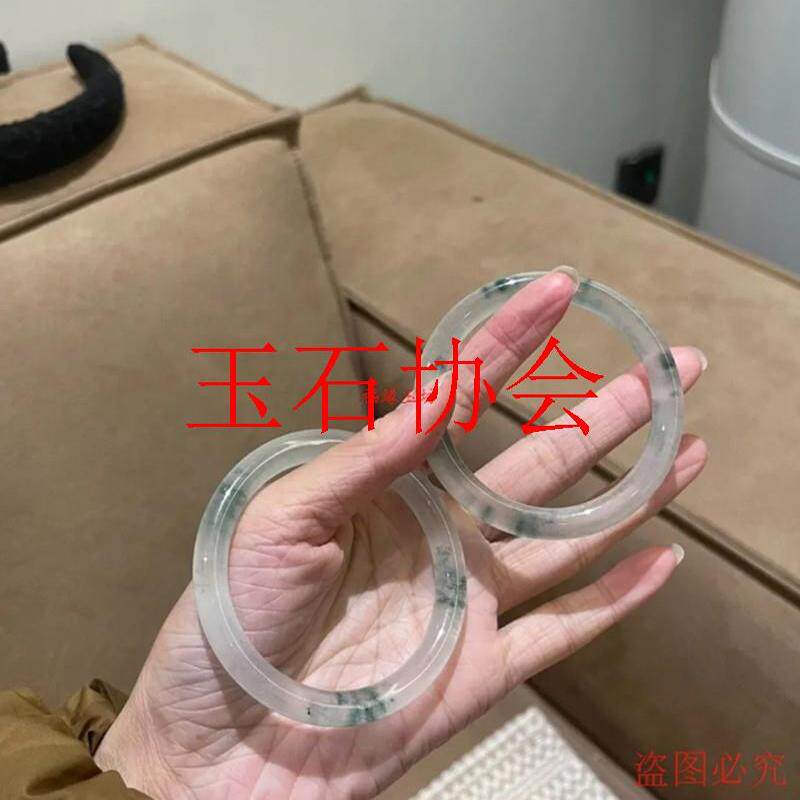 高冰翡翠色手镯独龙玉美人条危地马拉冰种飘花玉石饰品圆条玉镯子