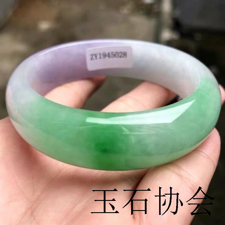 缅甸冰种紫罗兰飘阳绿翡翠色春彩玉镯女款正圈贵妃玉镯子时尚高级
