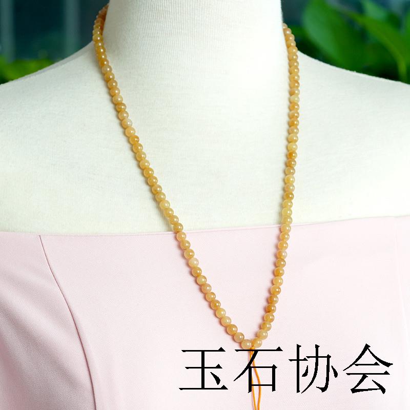 高端且末糖和田玉多颗吊坠链子女款玉石配饰高级感圆珠玉珠子项链