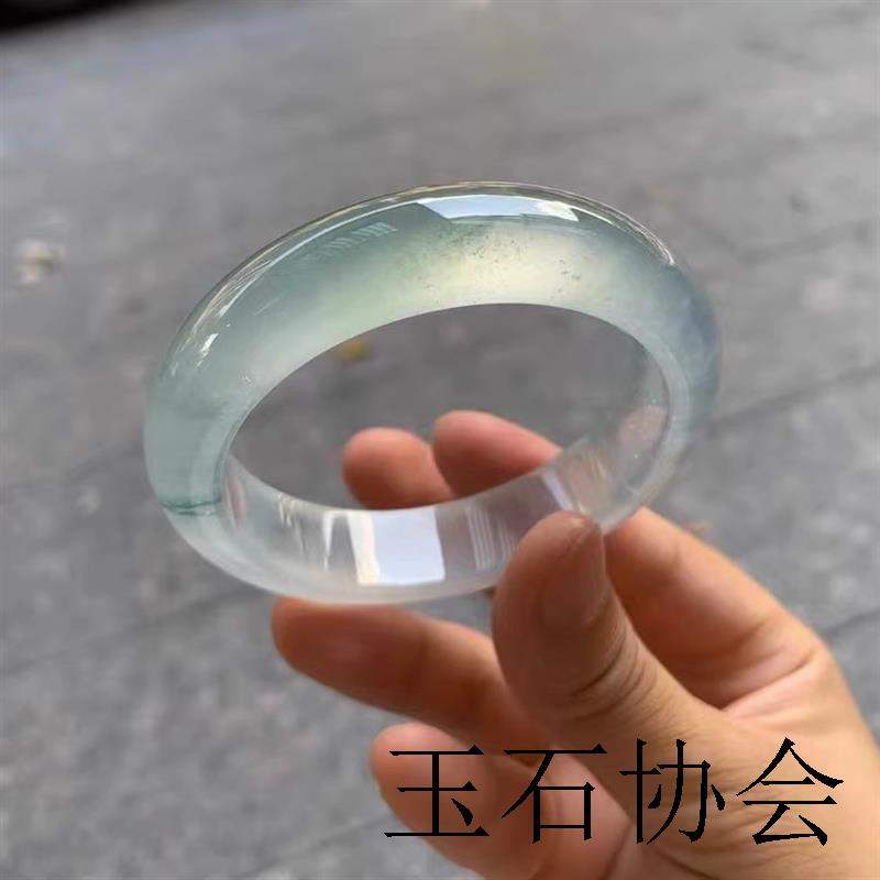缅甸玻璃种飘花翡翠色手镯老坑冰种正圈圆条贵妃玉镯子吊坠女送礼