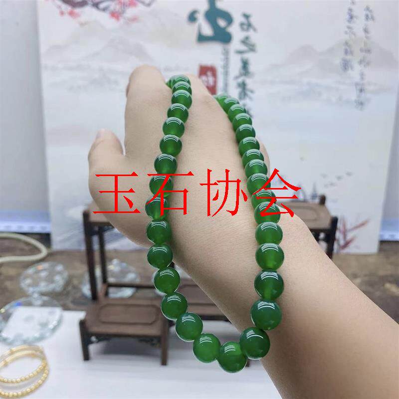 正宗玛瑙挂链翡翠色圆珠链子
