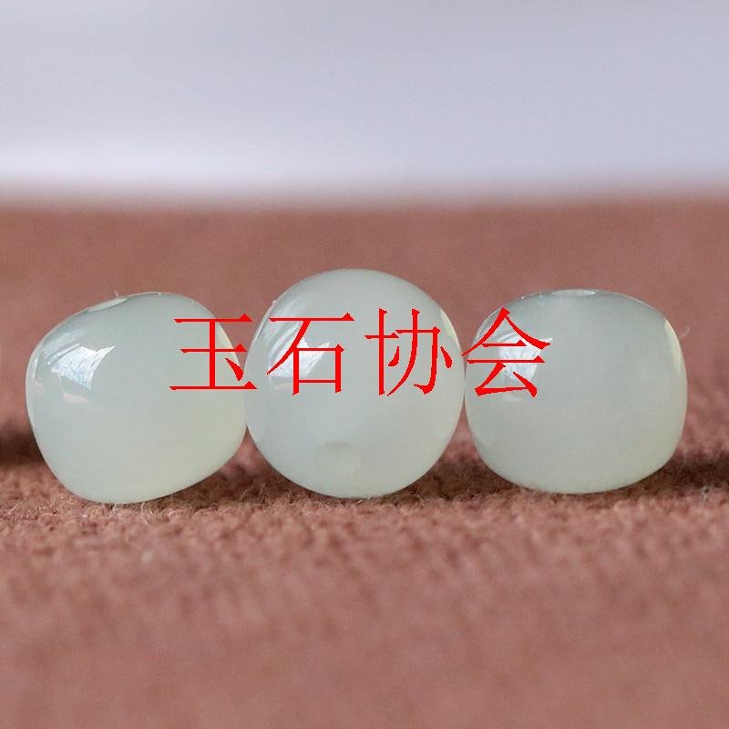 新疆和田玉散珠青白玉珠子老型珠桶珠路路通珠子玉石单珠晴水手串