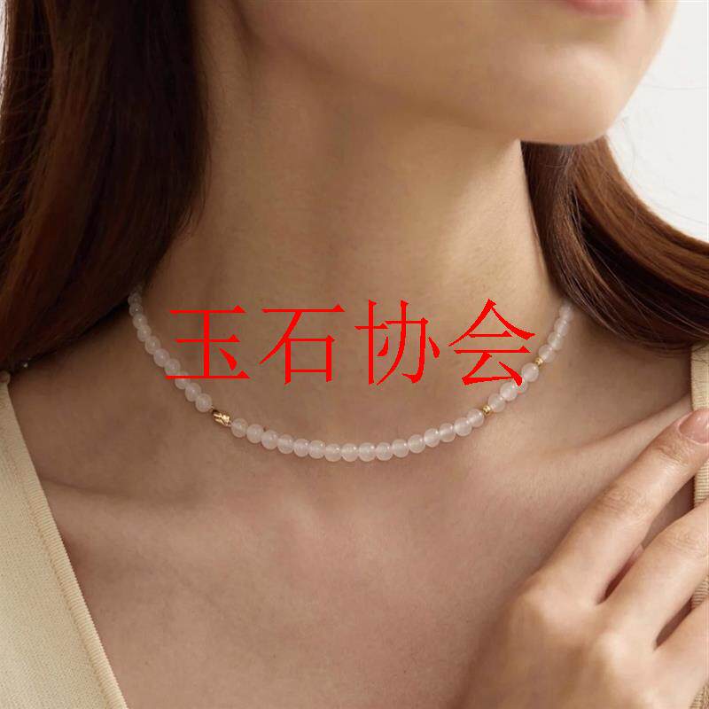 高端新疆和田白玉小米珠锁骨链羊脂玉毛衣项链新中式原创国风女款