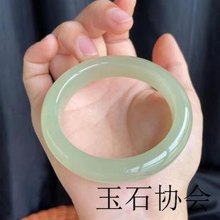和田玉手镯女款少女扁条羊脂玉年轻款青海晴水青白玉冰种贵妃镯子