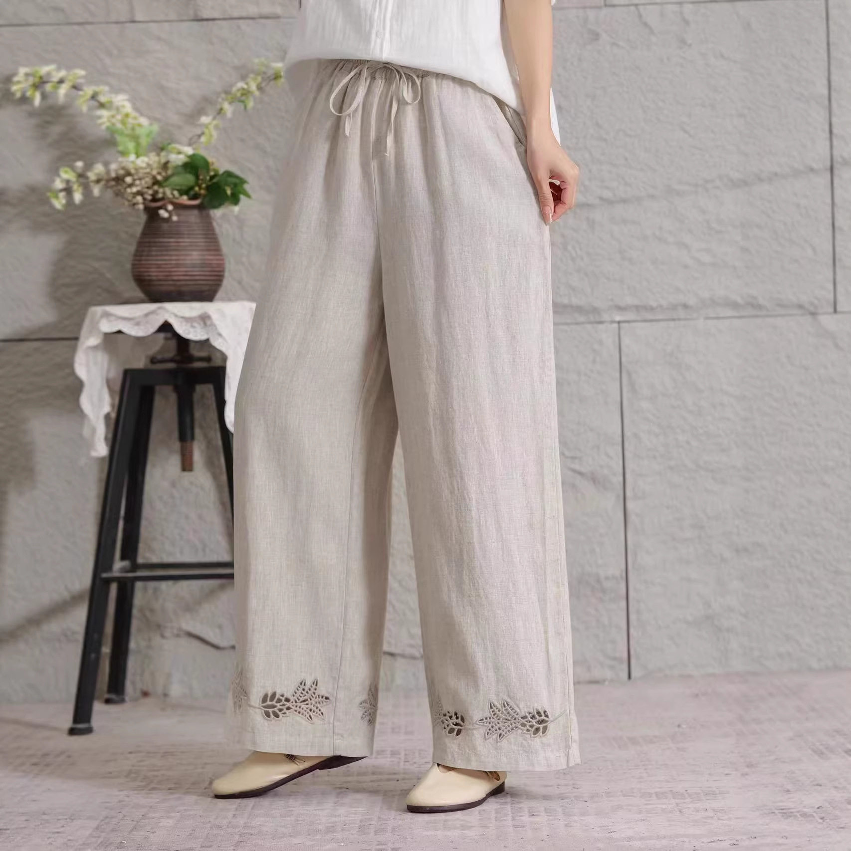 2026年春夏款休闲裤纯亚麻宽松休闲韩版直筒阔腿裤子新款裤子女