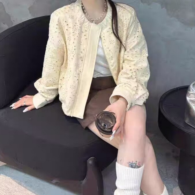 韩系高级感重工镂空刺绣外套女2025春季新款百搭显瘦宽松洋气