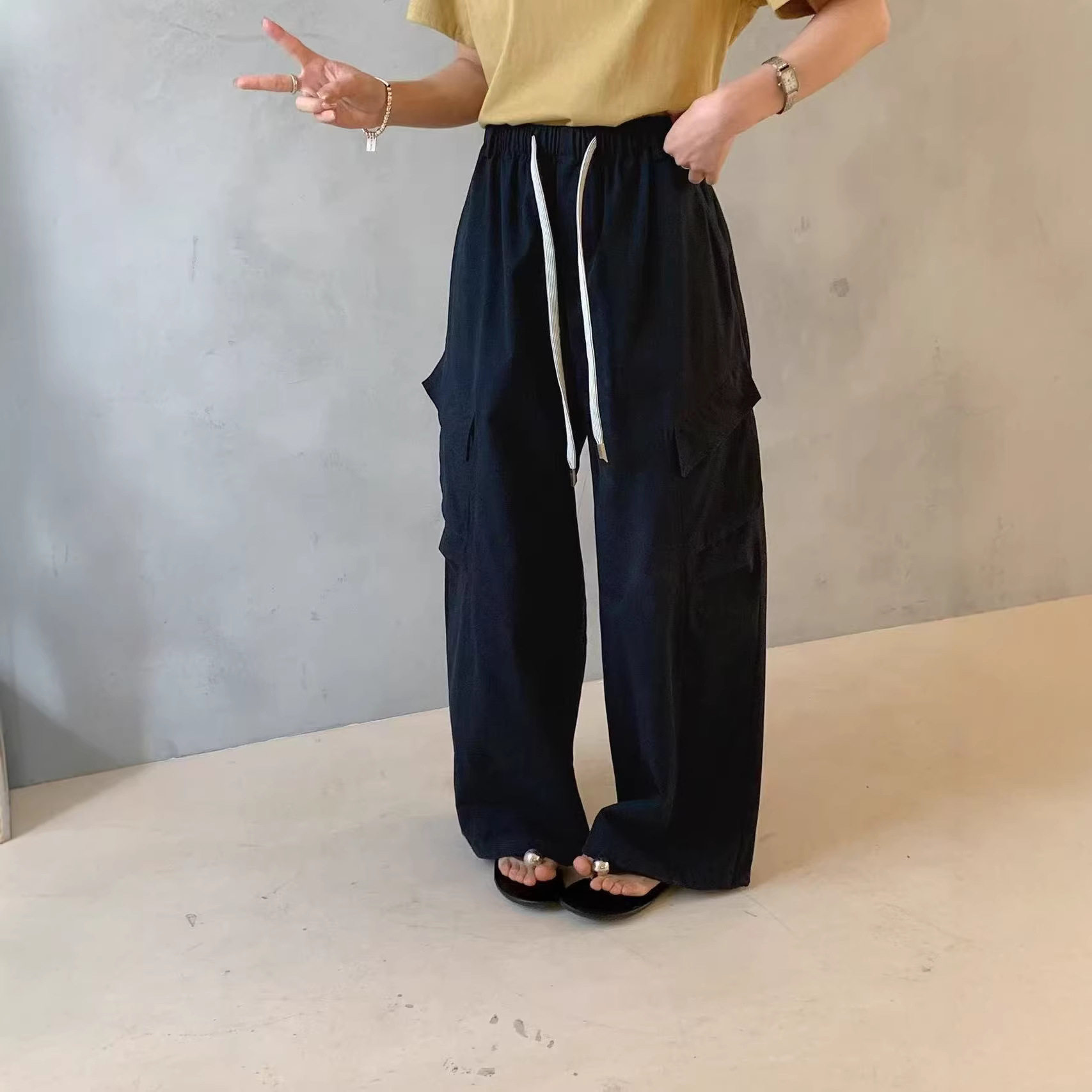 2026年春款休闲裤女工装新款休闲裤女松紧腰韩版学院风长裤慵懒风