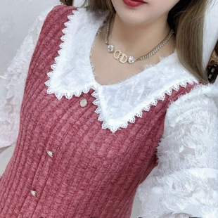 小心机洋气减龄高档网红娃娃领打底衫 蕾丝花边小衫 新款 2025春季