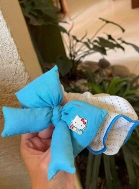 蓝色立体蝴蝶结hellokitty发圈甜美扎丸子头显发量头绳小清新皮套