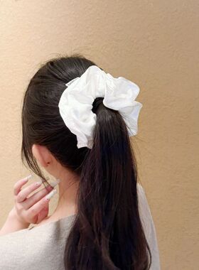 简约白色系扎发皮筋双层大肠发圈显发量少女丸子头花头绳温柔发饰