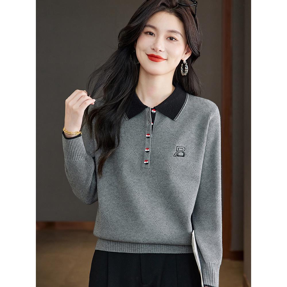 洋气撞色针织衫漂亮减龄轻奢女装毛衣2025新款冬季打底上衣高级感