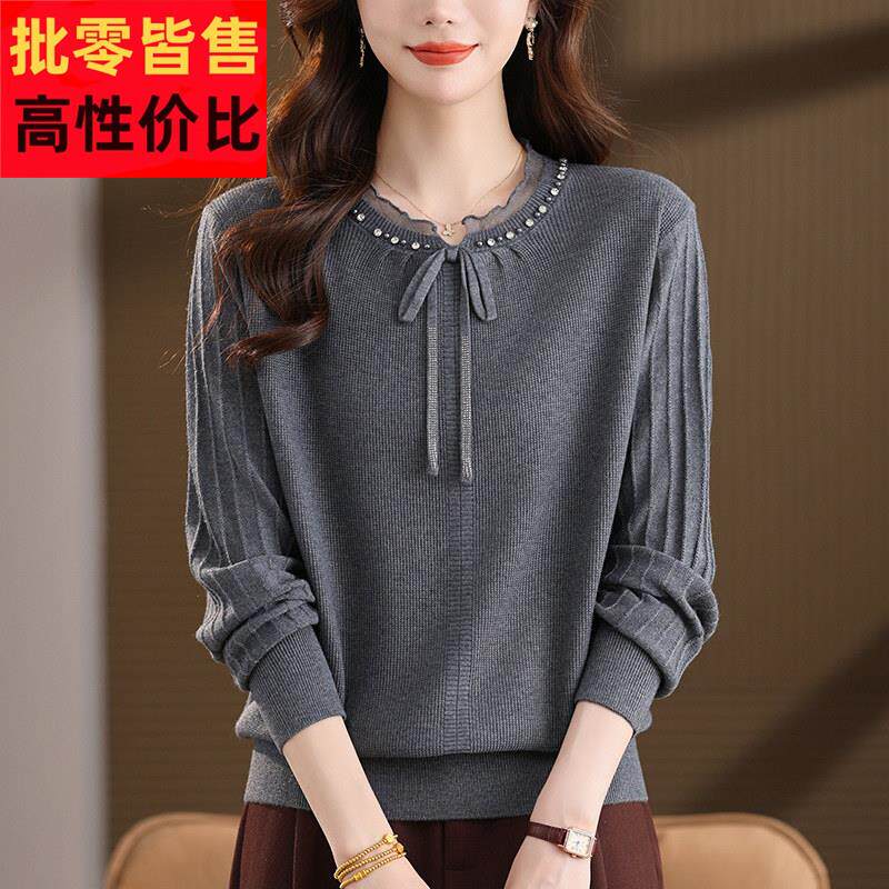 桐乡针织衫高端女款秋薄款含羊毛含桑蚕丝打底上衣广州十三行品牌