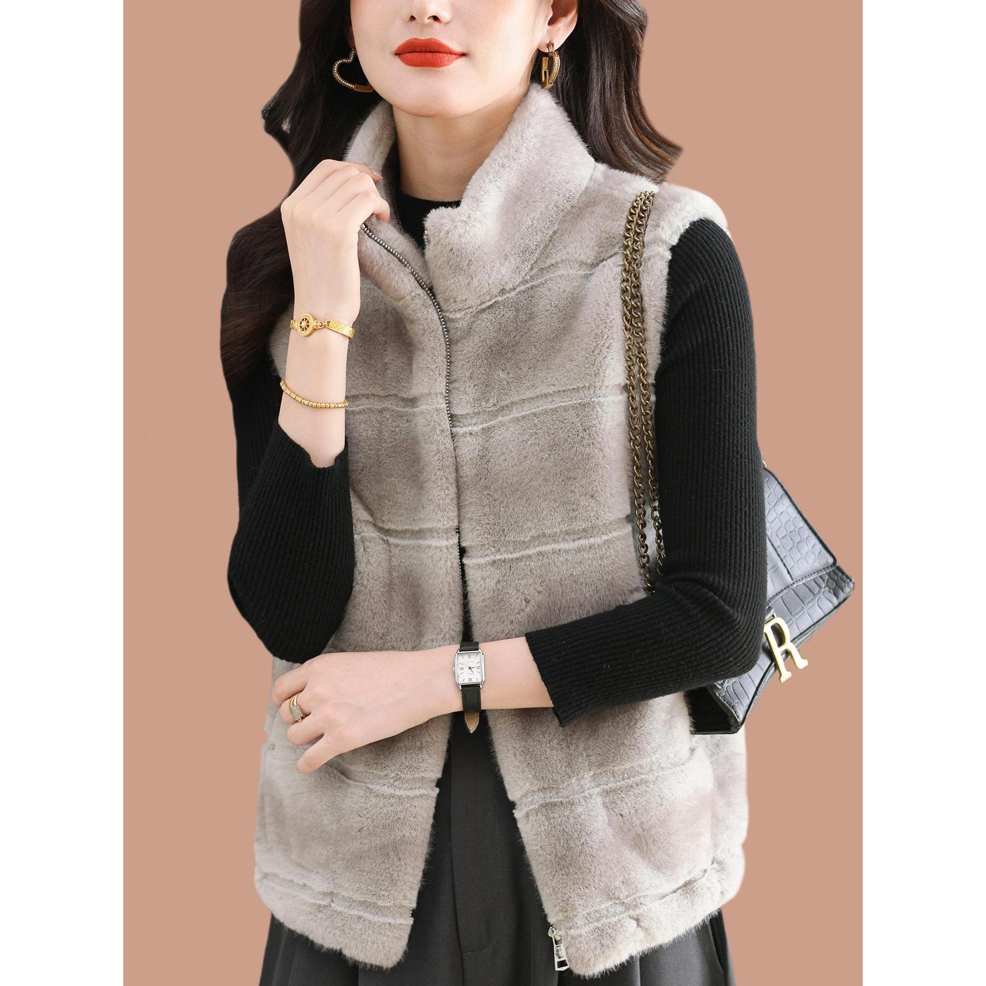 高级感皮草马甲女毛毛外套年轻款彷貂绒海宁皮毛一体2025新款爆款