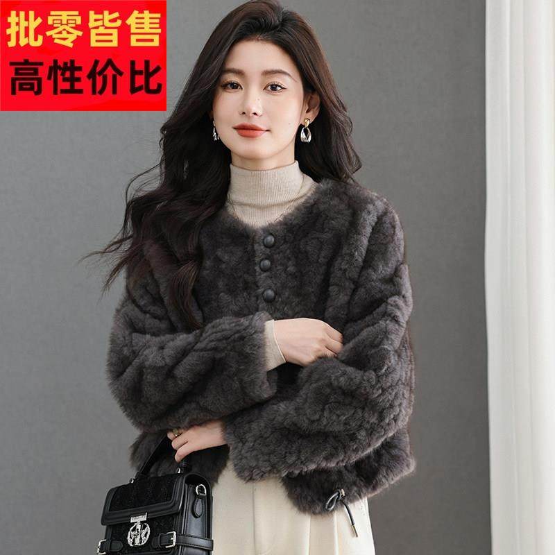 水貂绒皮草外套女开衫短款单排扣圆领宽松大码羊毛衫2025秋冬新款,女装/女士精品,毛针织衫,淘宝优惠券,粉丝福利购,淘宝优惠卷