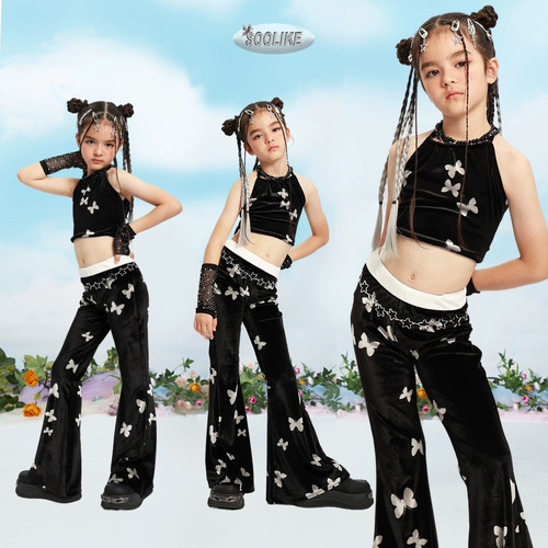 女童爵士舞演出服女孩嘻哈爵士waacking服装少儿炸街舞蹈街舞潮服