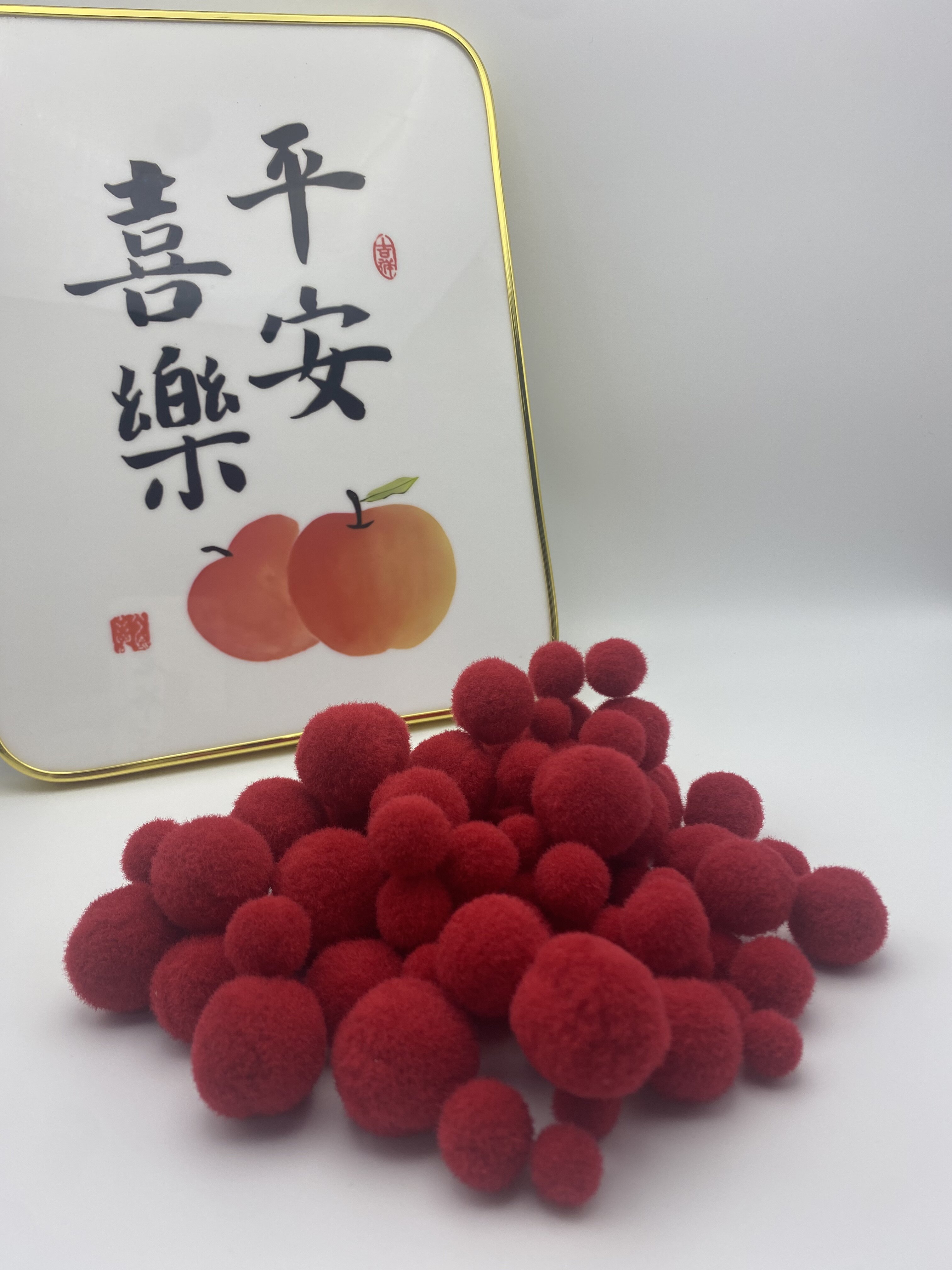 大中小红色高弹毛绒球手工diy儿童发饰太阳花饰填充材料大包毛球