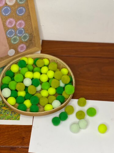 幼儿园手工毛球套装渐变色彩色毛绒球儿童diy材料包