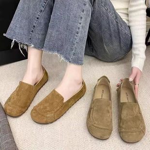 2024秋季 女鞋 复古勃肯鞋 新款 舒适软底圆头浅口女单鞋 一脚蹬乐福鞋
